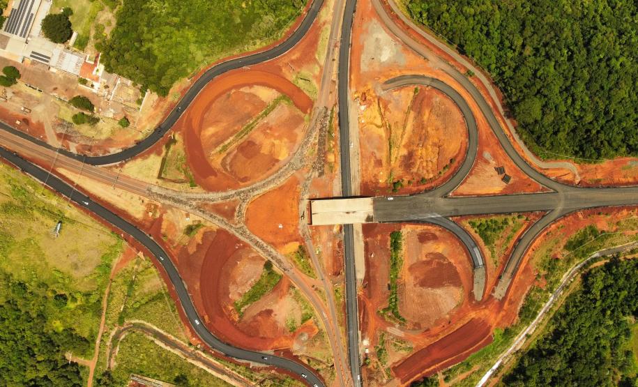 Vista aérea da Obra da Perimetral Leste de Foz do Iguaçu