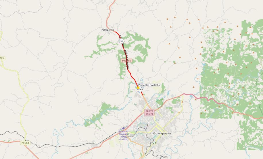 Mapa da duplicação da PRC-466 em Guarapuava