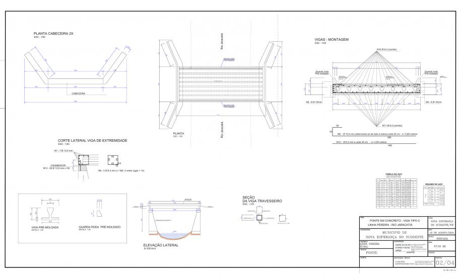 Planta da obra da nova ponte em Nova Esperança do Sudoeste