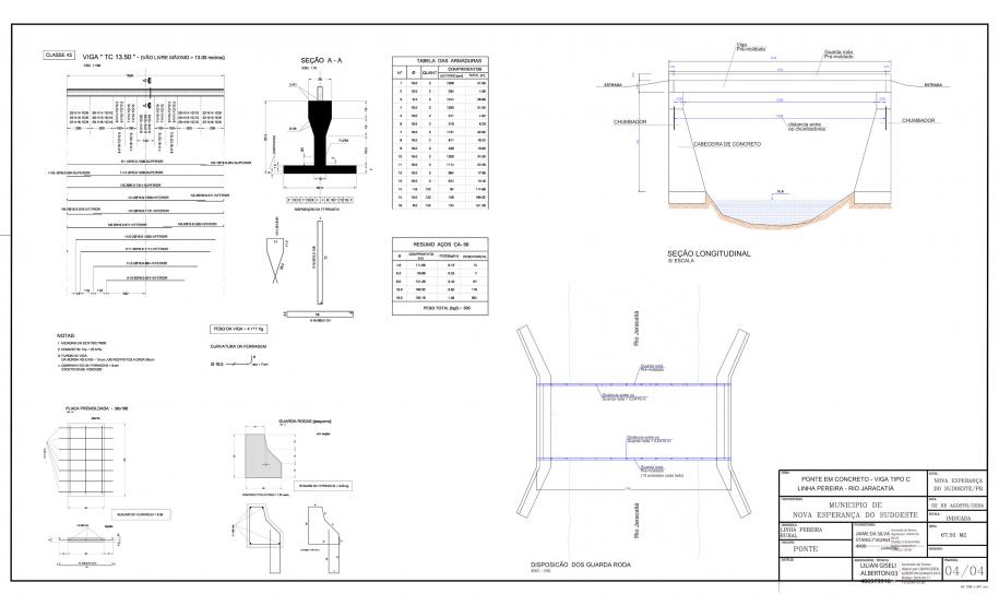 Planta da obra da nova ponte em Nova Esperança do Sudoeste