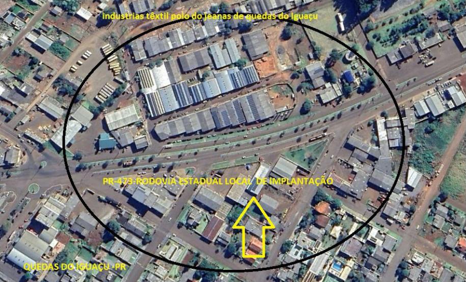 Mapa mostrando o local de implantação da passarela