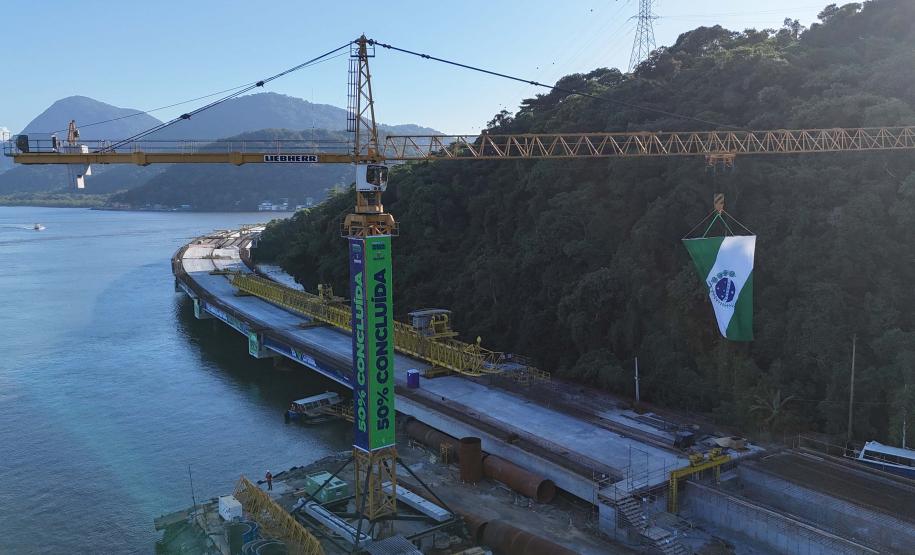 vista aerea da obra da ponte