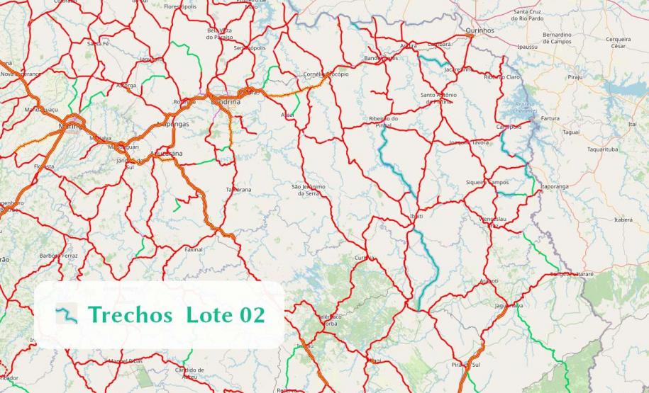 Mapa dos trechos do Lote 2