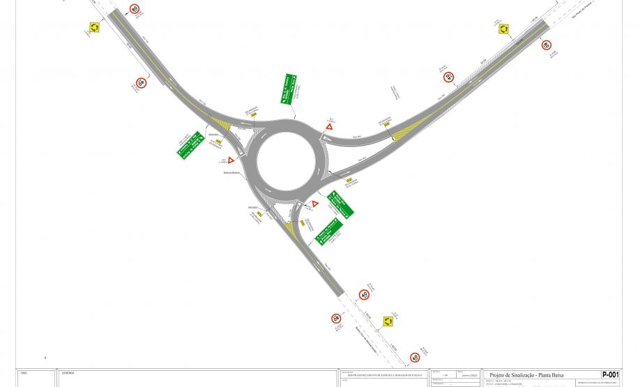 Mapa do novo trevo rodoviário entre Porto Rico e São Pedro