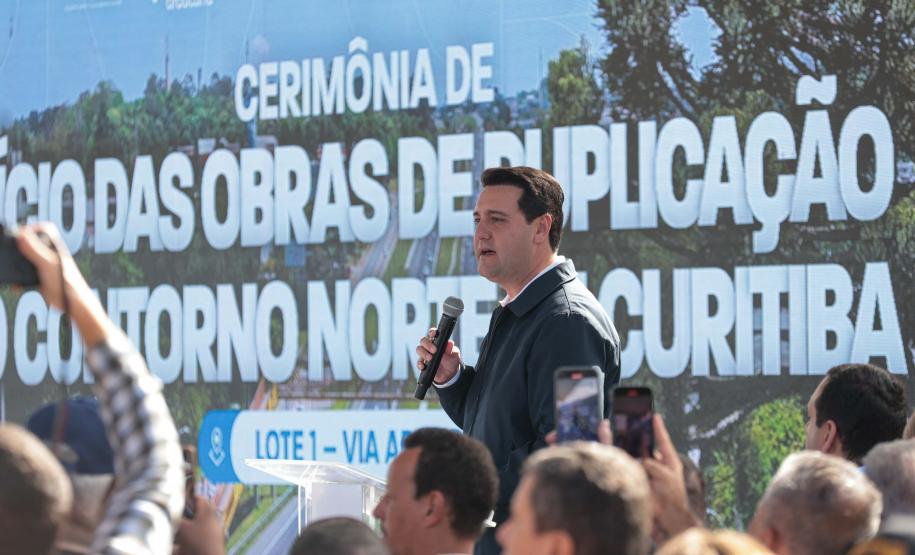 O governador Carlos Massa Ratinho Junior e o ministro dos Transportes, Renan Filho, participam nesta quarta-feira (18) do anúncio do início da duplicação do Contorno Norte de Curitiba.