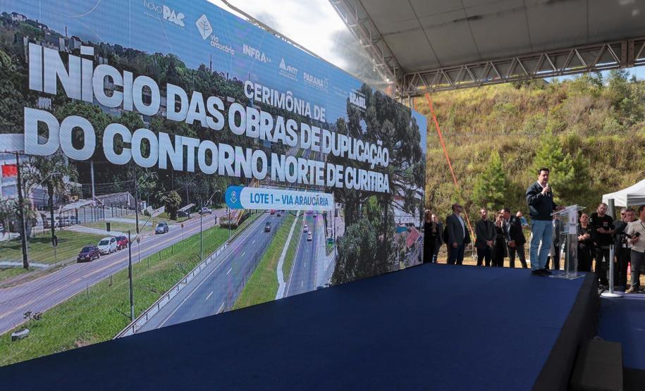O governador Carlos Massa Ratinho Junior e o ministro dos Transportes, Renan Filho, participam nesta quarta-feira (18) do anúncio do início da duplicação do Contorno Norte de Curitiba.
