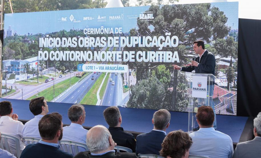 O governador Carlos Massa Ratinho Junior e o ministro dos Transportes, Renan Filho, participam nesta quarta-feira (18) do anúncio do início da duplicação do Contorno Norte de Curitiba.