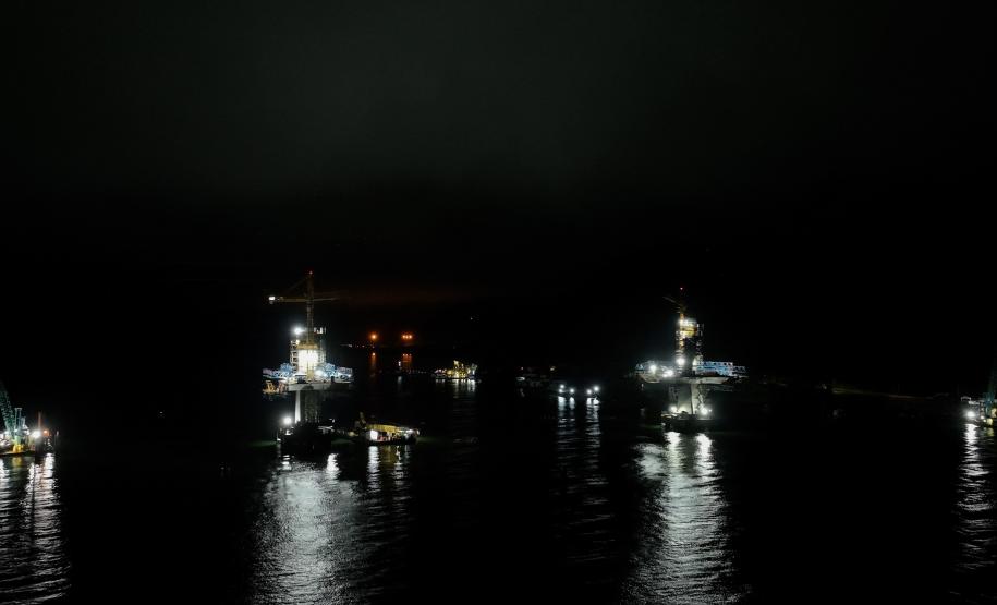 Obras noturnas na Ponte de Guaratuba