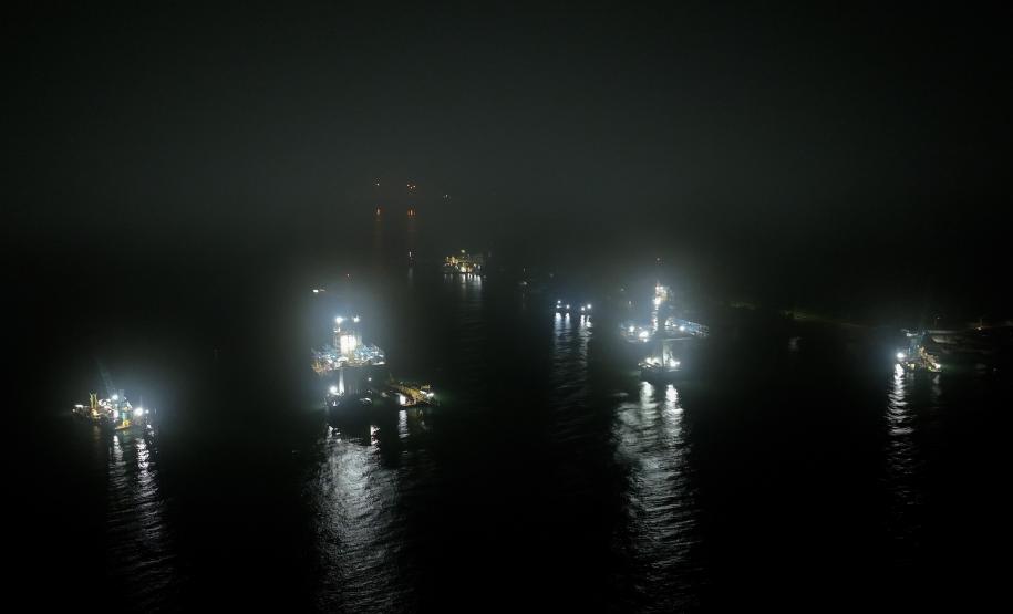 Obras noturnas na Ponte de Guaratuba