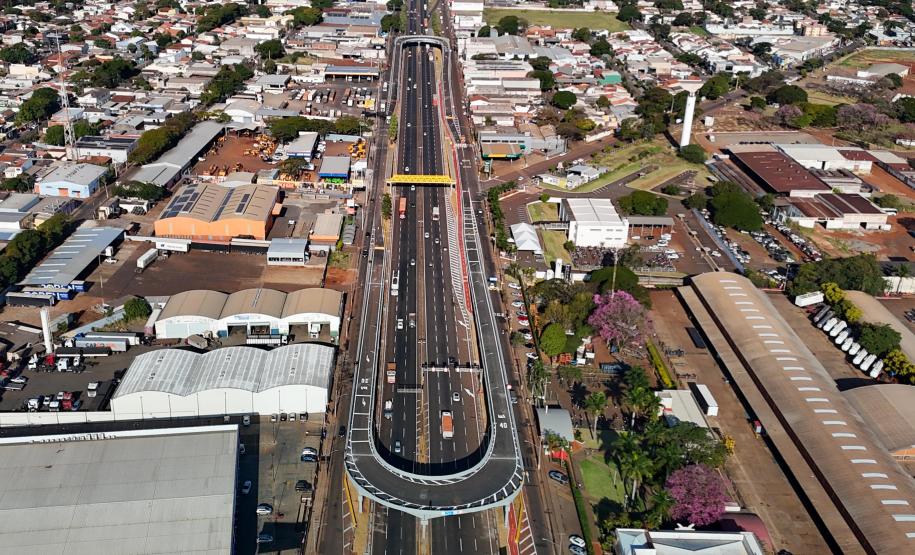 Imagem aérea do viaduto