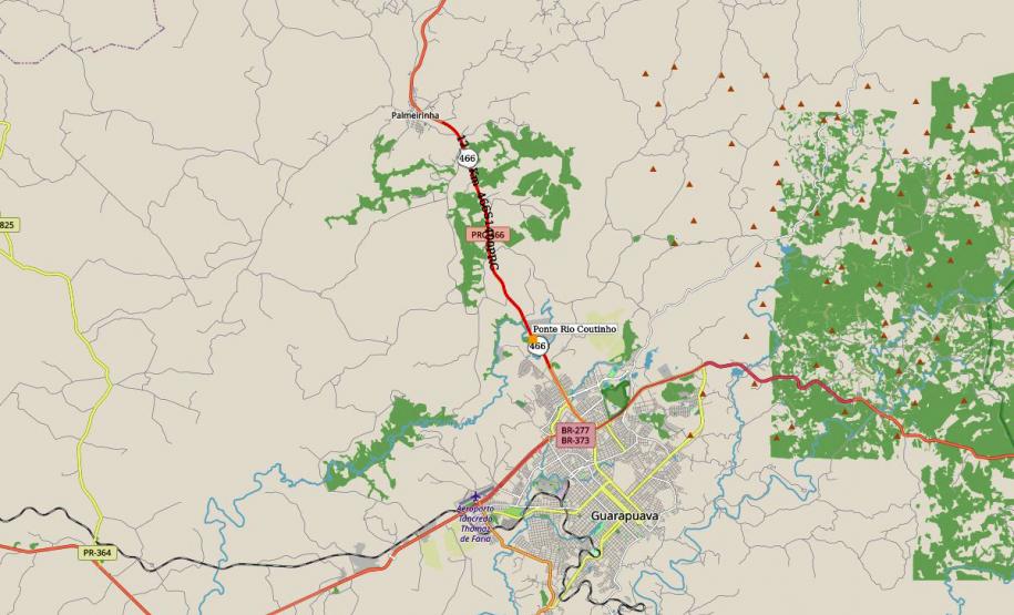 mapa da Duplicação em concreto da PRC-466
