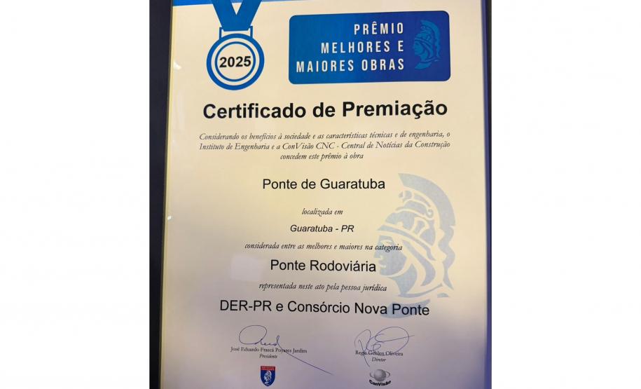 certificado de premiação
