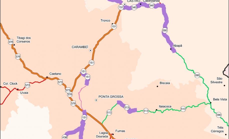 DER/PR recupera pavimento de rodovia entre Castro e Tibagi, nos Campos Gerais